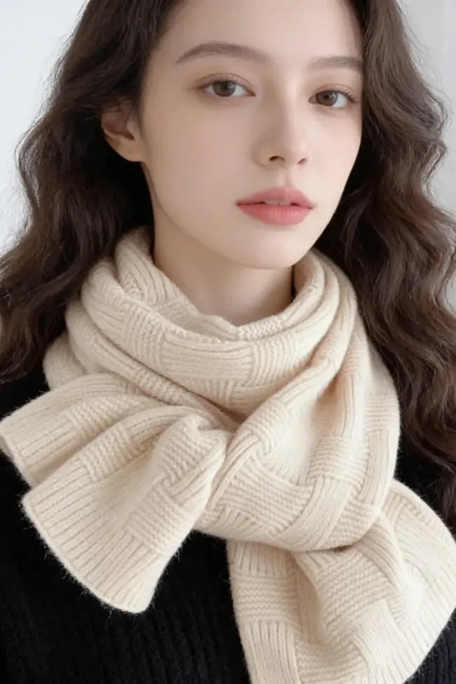 Cream Solid Winter Scarf