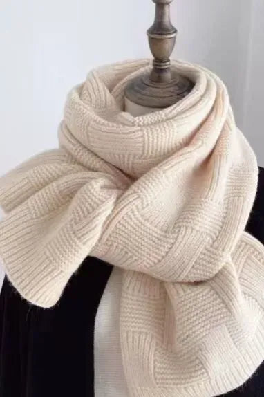 Cream Solid Winter Scarf