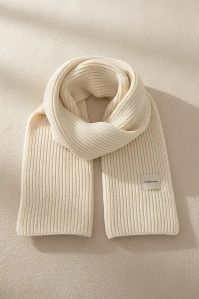 Cream Solid Winter Scarf