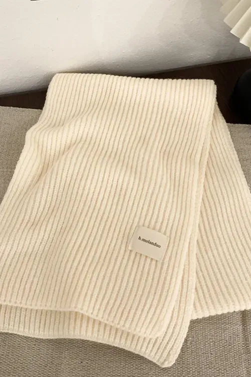 Cream Solid Winter Scarf