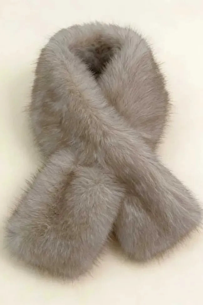 Beige Fur Winter Scarf