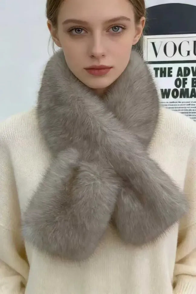 Beige Fur Winter Scarf