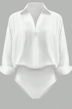 White V-Neck Solid Bodysuit