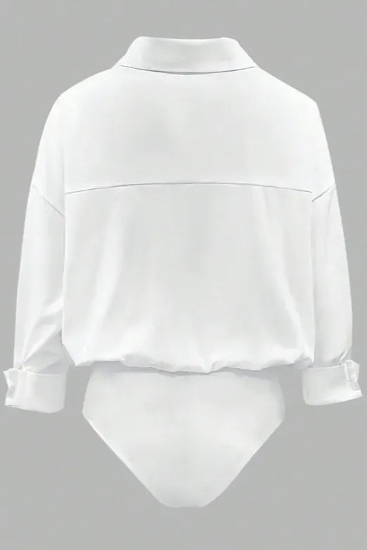 White V-Neck Solid Bodysuit