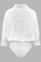 White V-Neck Solid Bodysuit