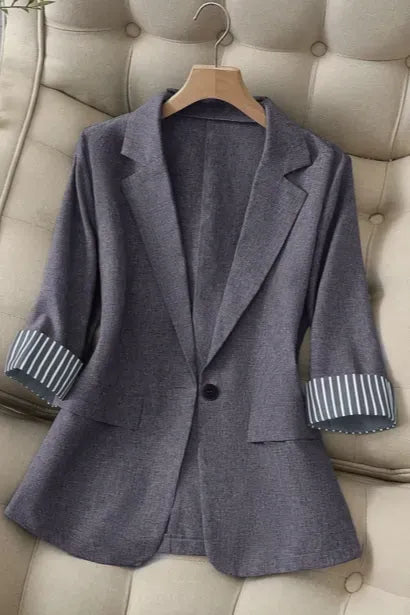 Grey Lapel Collar Blazer