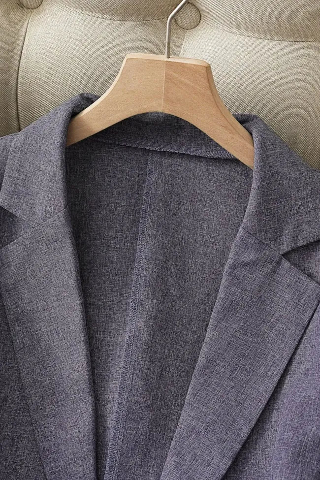 Grey Lapel Collar Blazer