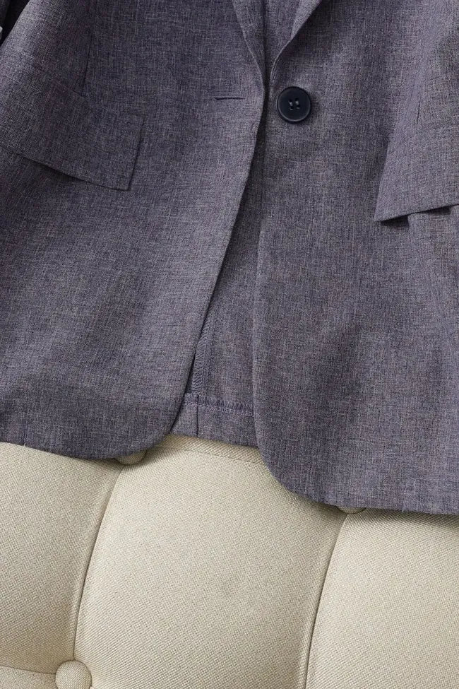 Grey Lapel Collar Blazer