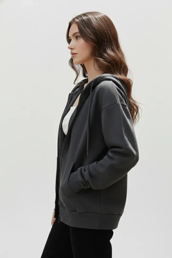 Dark Grey Oversized Hooded Jacket