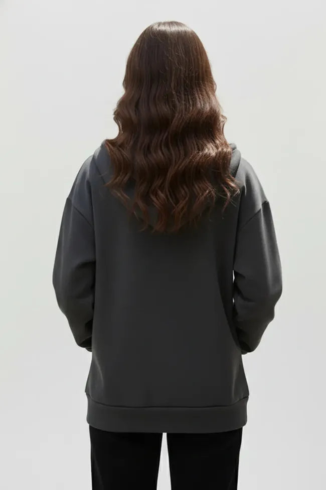 Dark Grey Oversized Hooded Jacket