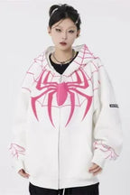 Viral Web Embroidered Zipper Hoodie