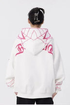 Viral Web Embroidered Zipper Hoodie