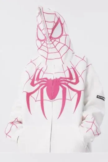 Viral Web Embroidered Zipper Hoodie