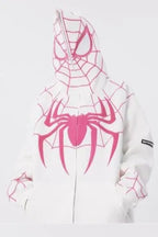 Viral Web Embroidered Zipper Hoodie