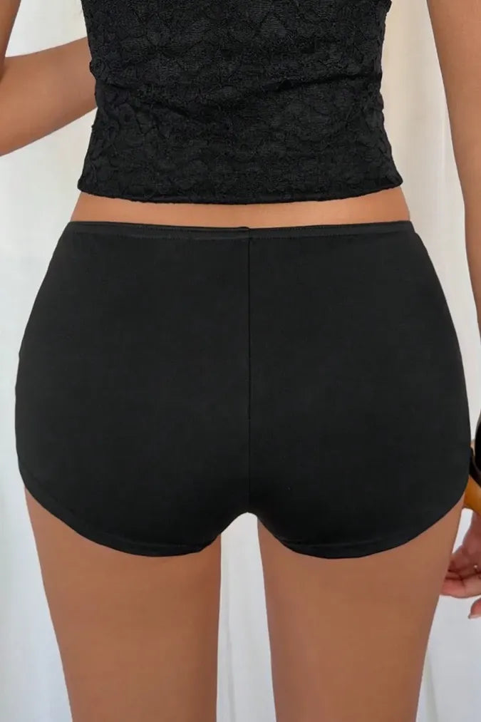 Black Mid-Rise Bodycon Mini Skort