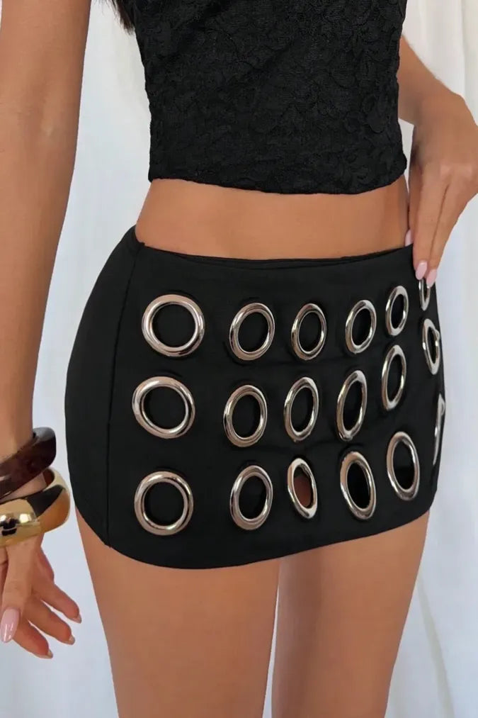 Black Mid-Rise Bodycon Mini Skort