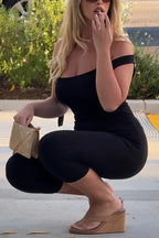 Black Leopard One-Shoulder Jumpsuit