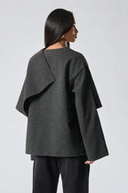 Dark Grey Cowl Neck Oversized Coat