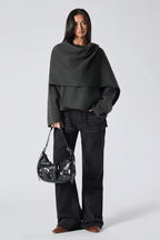 Dark Grey Cowl Neck Oversized Coat