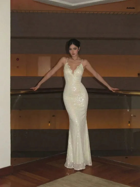 Off White Maxi Mermaid Dress