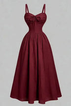Maroon Solid Ruched Maxi Dress