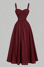 Maroon Solid Ruched Maxi Dress