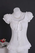 White Ruffled Scoop Top