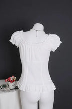 White Ruffled Scoop Top