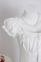 White Ruffled Scoop Top