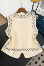 Biege Embroidered Buttoned Top