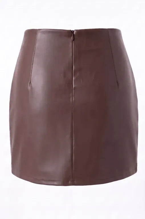 Dark Brown Ruched Mini Skirt