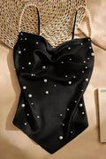 Black Pearl Embellished Asymmetric Top