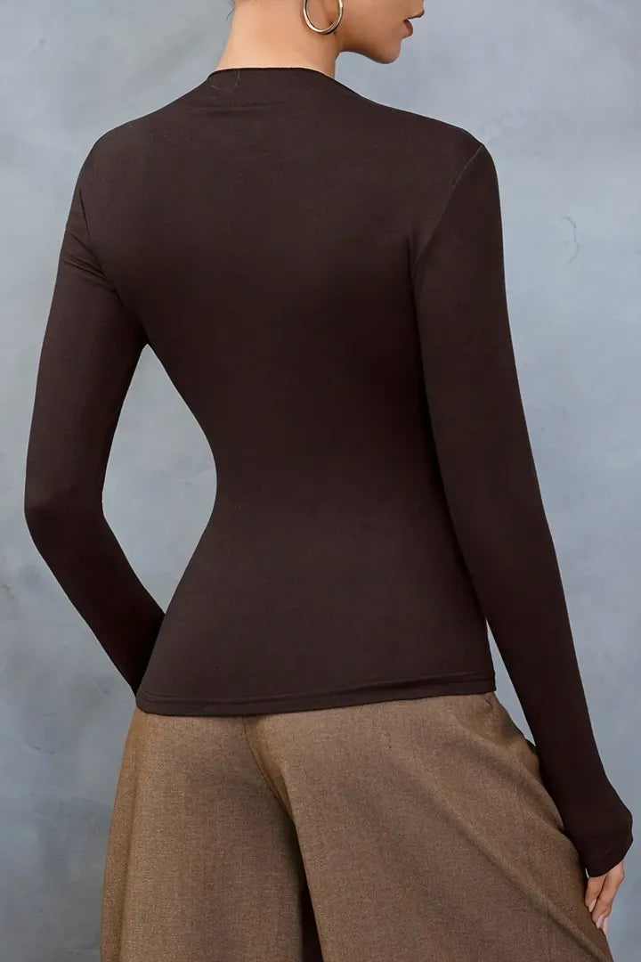 Brown Band Collar Top