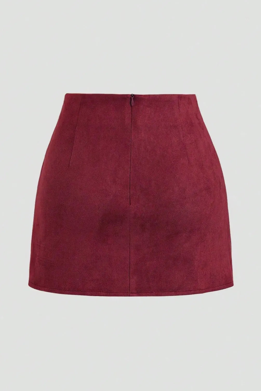 Wine Solid High Rise Mini Skirt