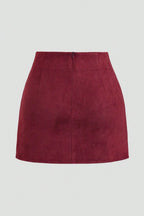 Wine Solid High Rise Mini Skirt