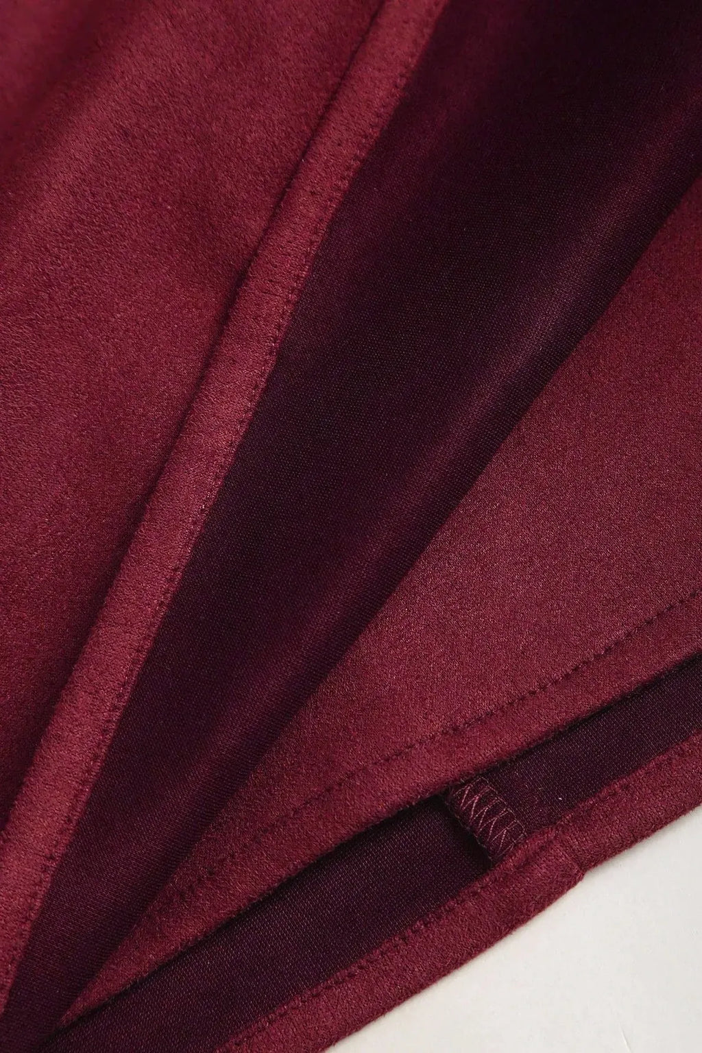 Wine Solid High Rise Mini Skirt