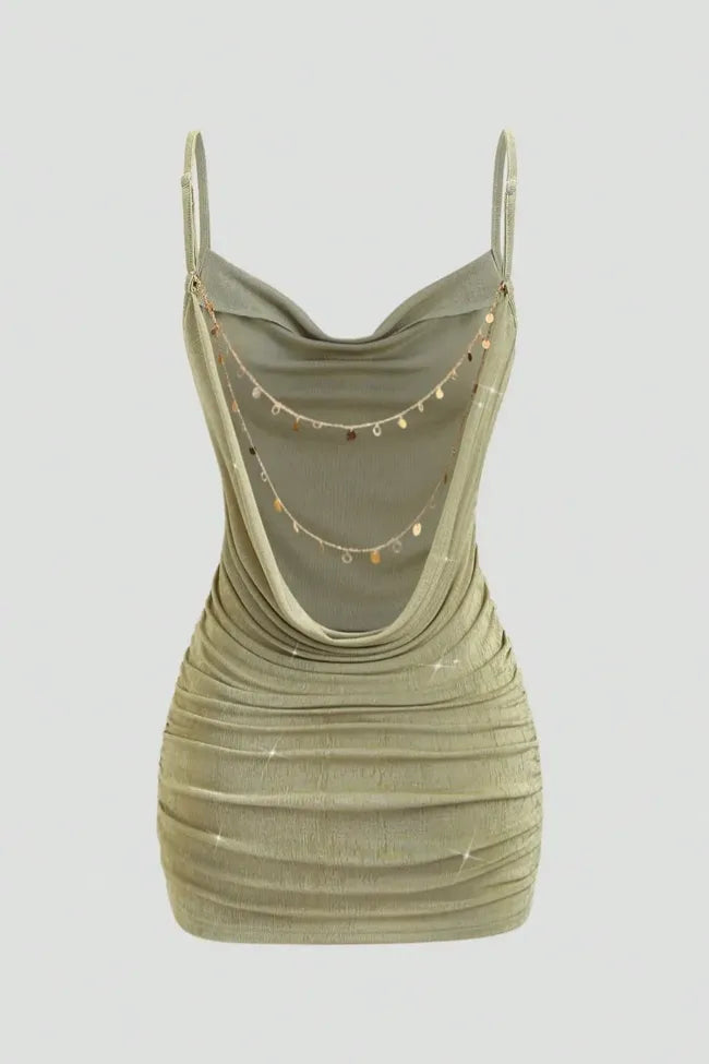 Sage Ruched Bodycon Mini Dress