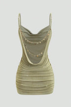 Sage Ruched Bodycon Mini Dress