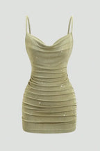 Sage Ruched Bodycon Mini Dress