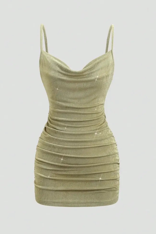 Sage Ruched Bodycon Mini Dress