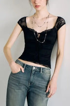 Black Lace Crop Top