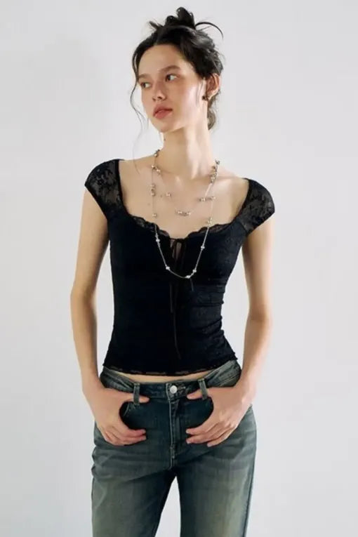 Black Lace Crop Top