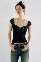 Black Lace Crop Top
