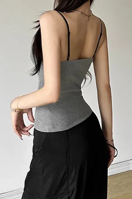 Grey Sweetheart Lace Top