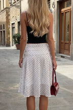 White Polka Dot Assymetric Mini Skirt