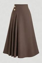 Brown Solid High Rise Skirt