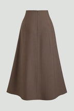Brown Solid High Rise Skirt