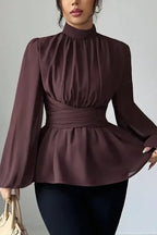 Brown Wrap High Neck Top