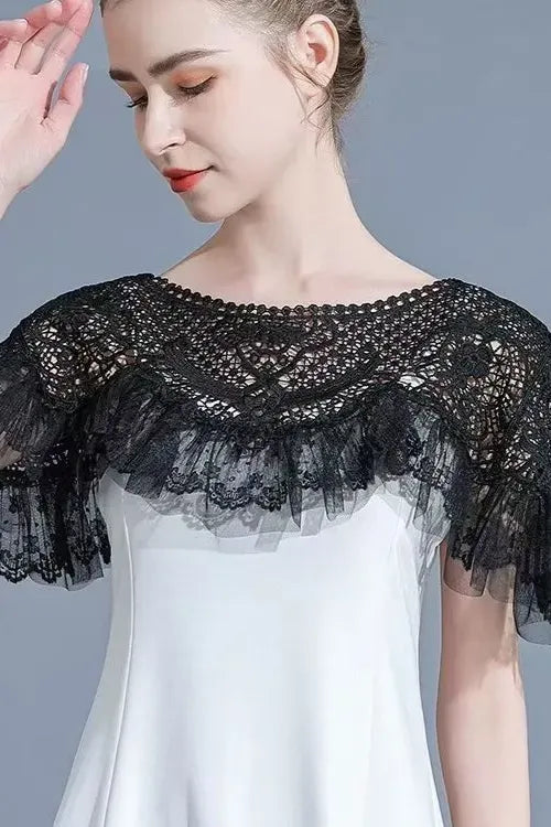 Black Lace Detachable Cape