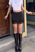 Black Polka Dot Lace Skirt